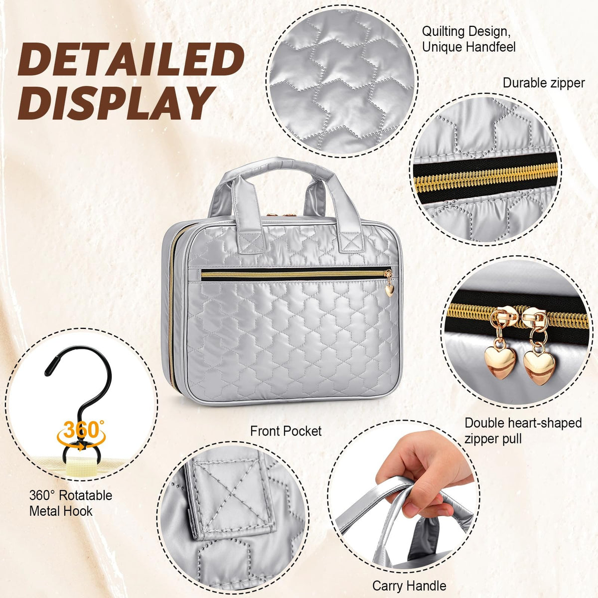 Water-Resistant Hanging Travel Toiletry Bag with Organizer & Hook