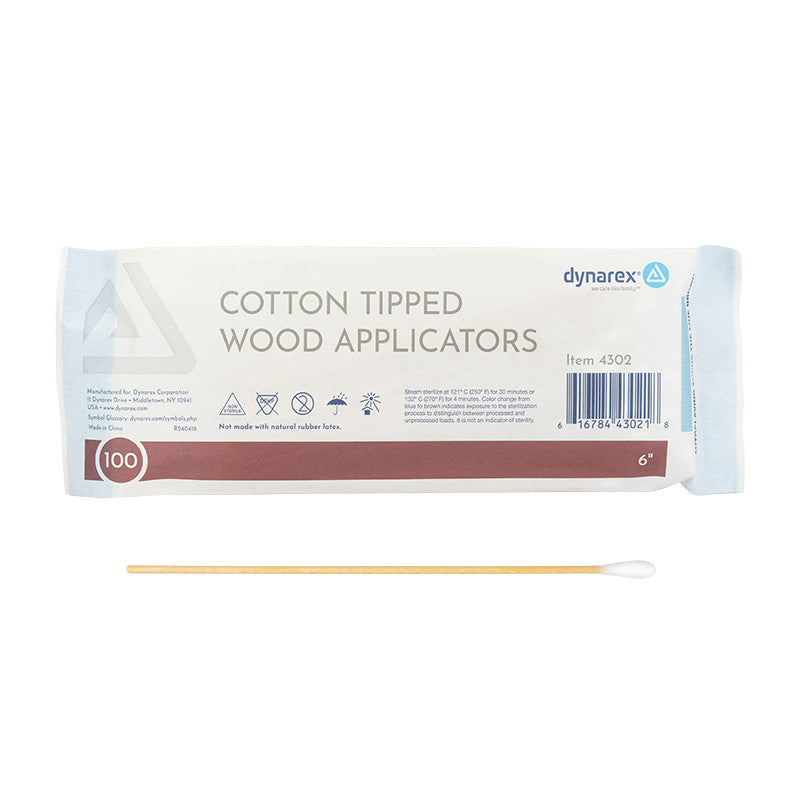 Non-Sterile Cotton Tipped Applicator Sticks - 6 Inch Wood Swabs Case of 4000