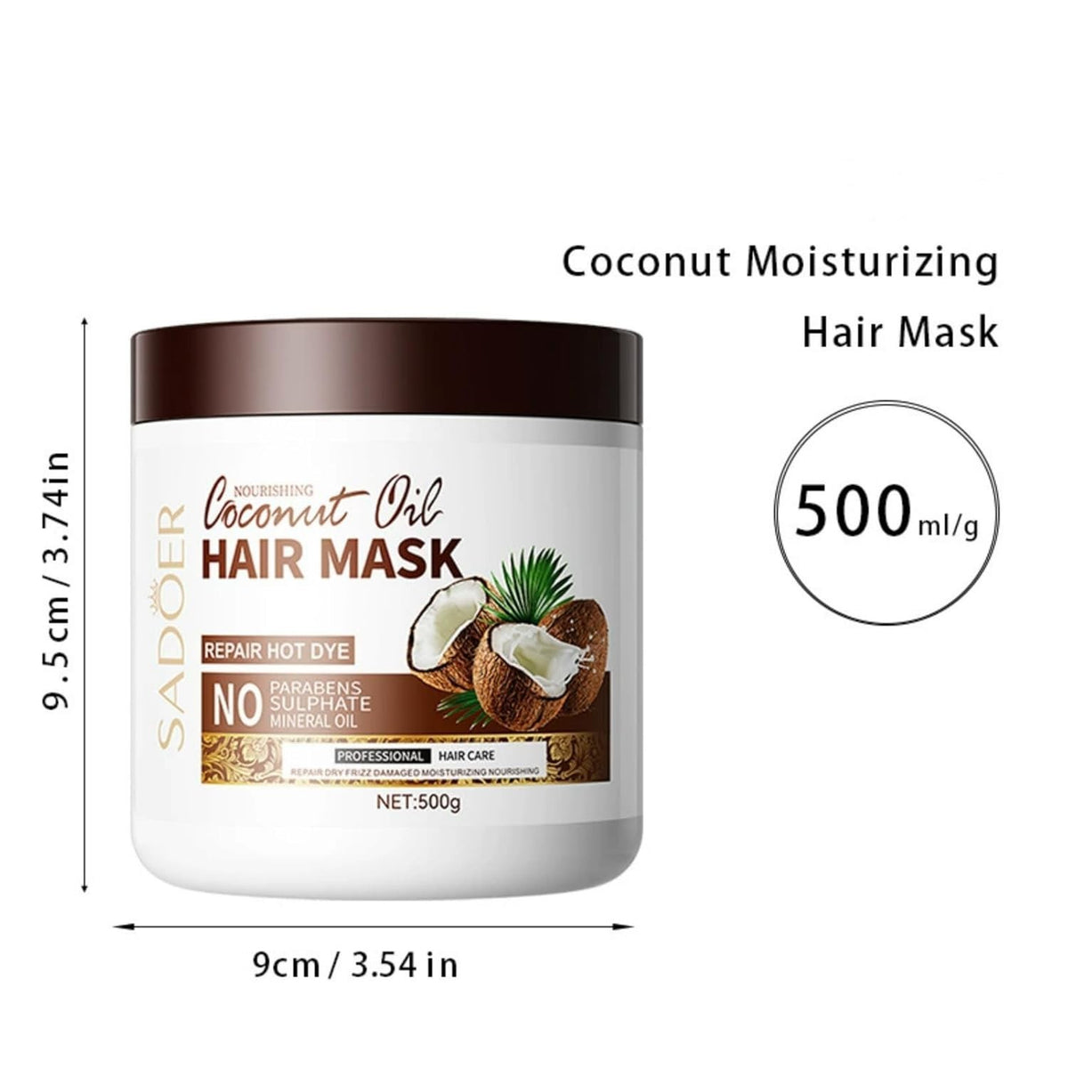 Coconut Oil Hair Mask for Nourishing & Smoothing - 2 x 500g