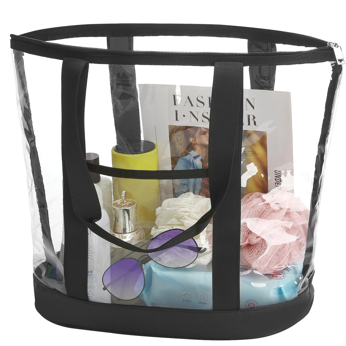 Large Waterproof Clear Makeup Travel Bag PVC Tote with Handles
