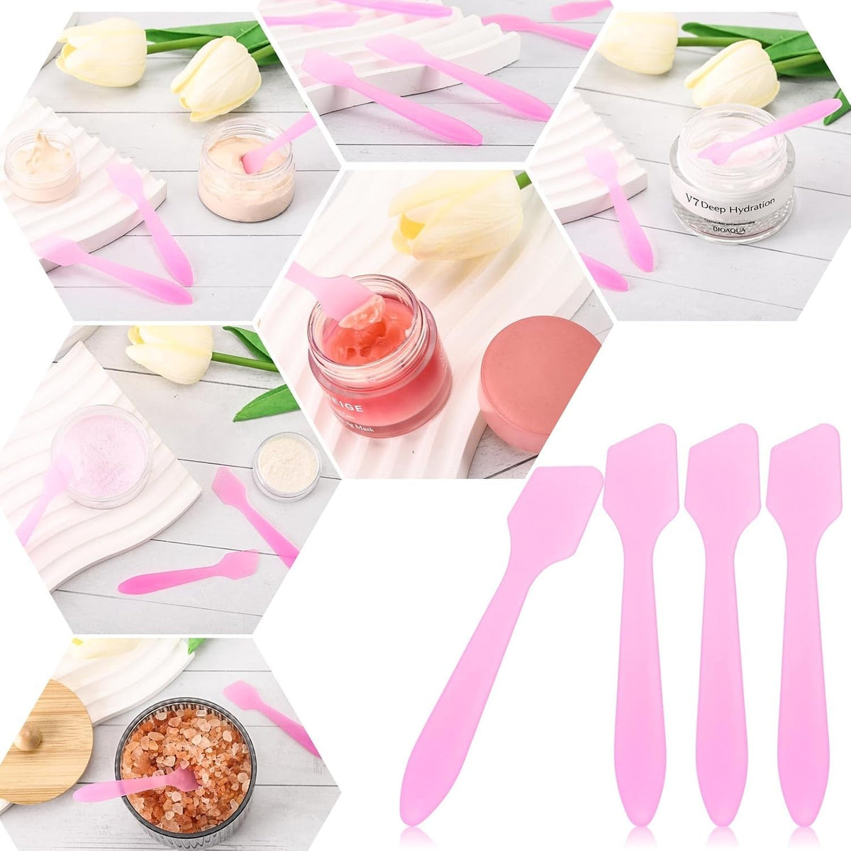 Disposable Cosmetic Spatulas 300 Pack - Small Plastic Makeup Tools