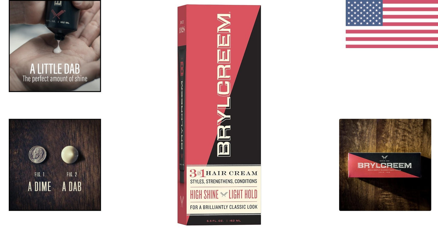 Men's 3-in-1 High Shine Hair Cream - Alcohol-Free & Lightweight, 5.5 Oz