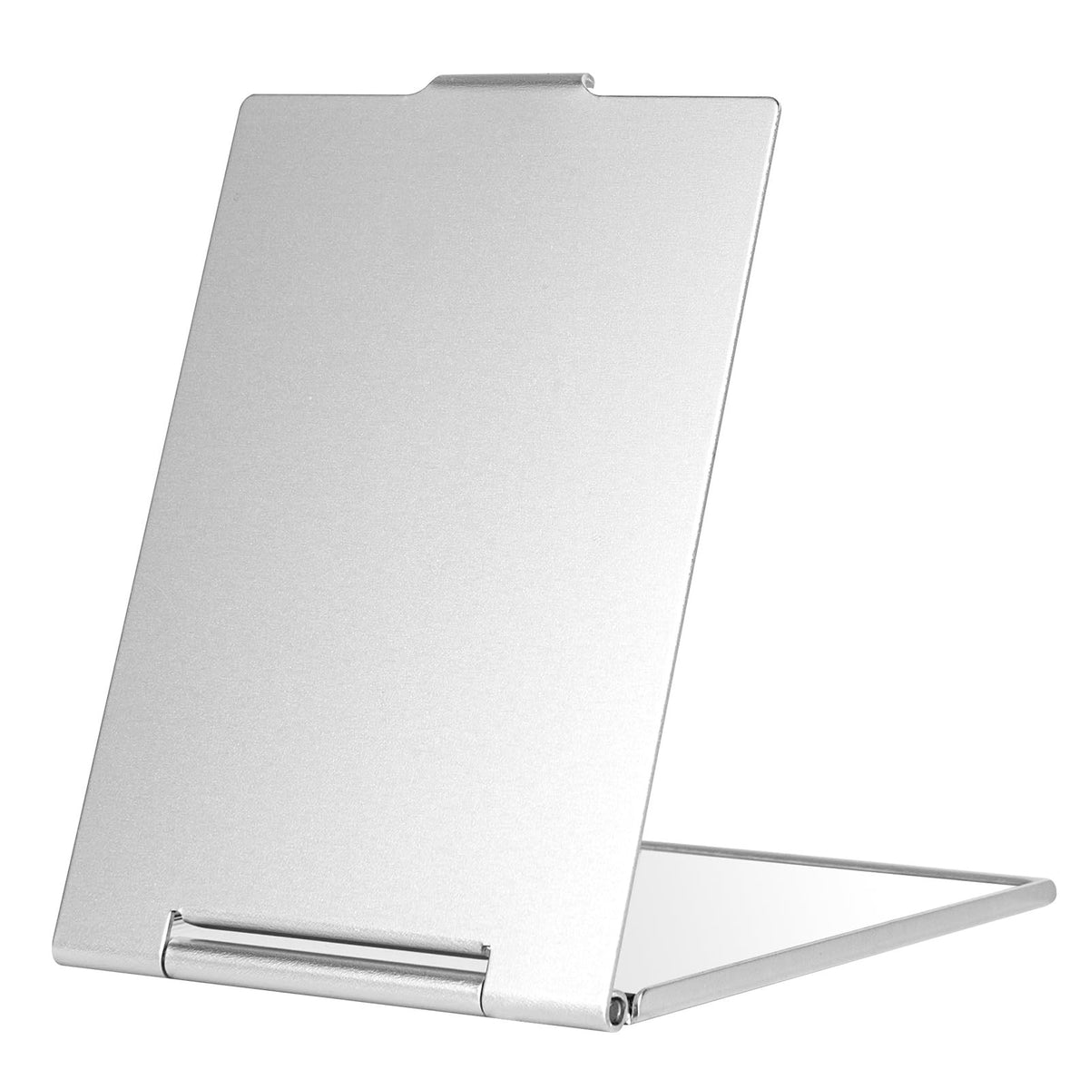 Portable Rectangular Travel Mirror - Silver Compact Makeup & Handheld Mirror
