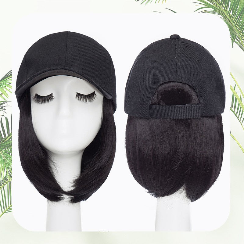 Baseball Cap with Hair Extensions - Wavy & Straight Human-Like Hairpiece