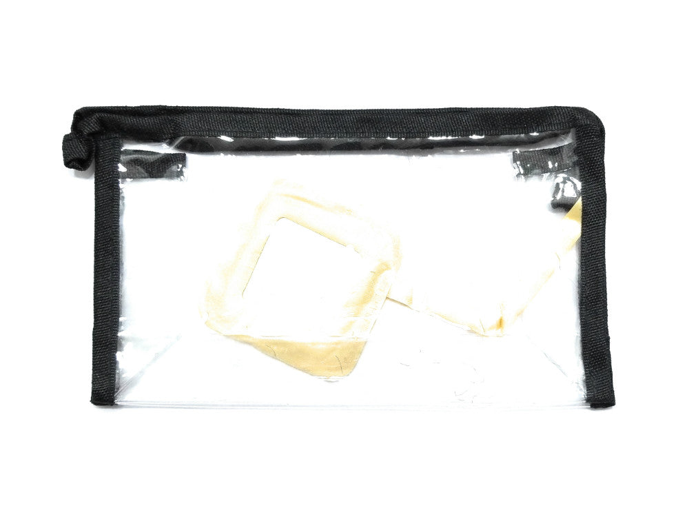 See-Through Zipper Cosmetic Bag with Mirror and Colored Trim - 4.5 x 7.75 in