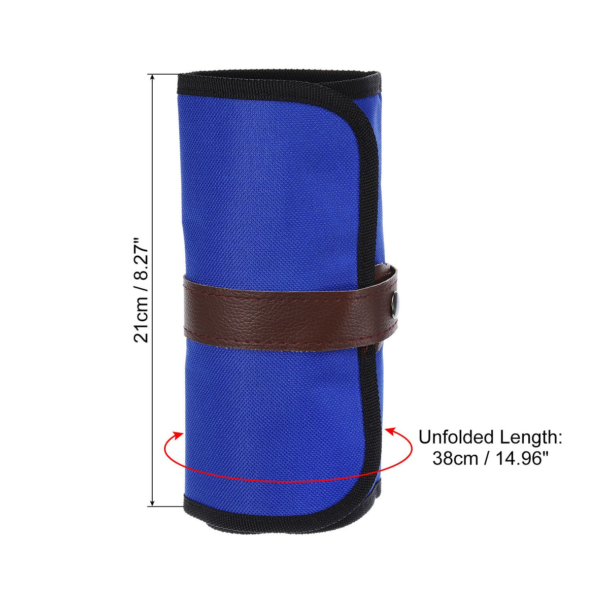 24 Slots Roll Up Pencil Case - Oxford Cloth Storage Pouch for Art & Office Supplies - Blue