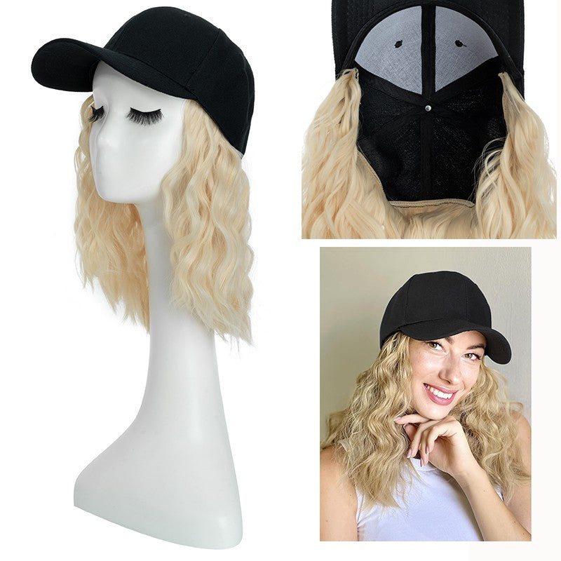 Baseball Cap with Hair Extensions - Wavy & Straight Human-Like Hairpiece