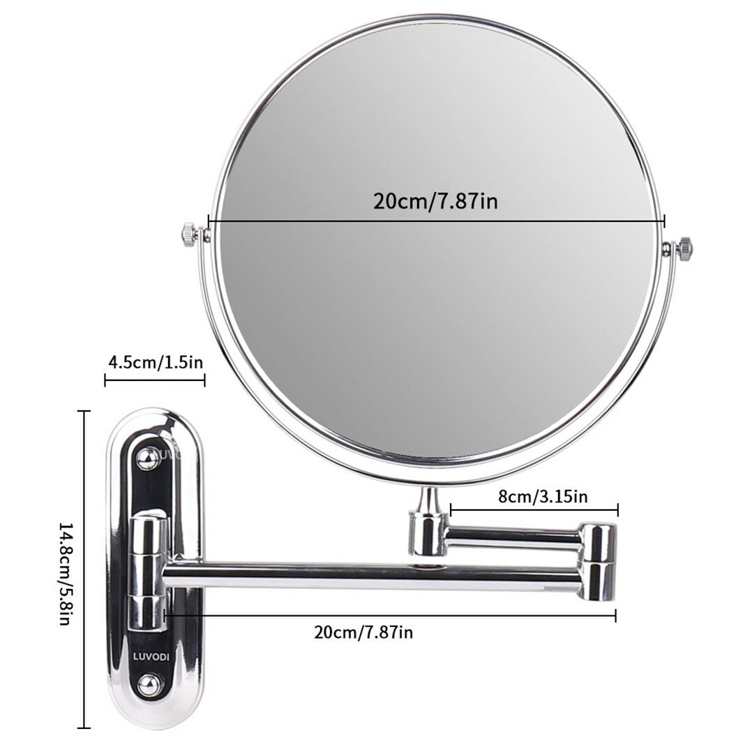 Wall Mounted Makeup Mirror with 10x Magnification & Adjustable Height