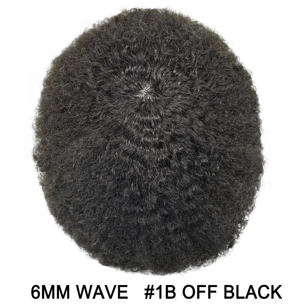 Full Poly Curly Hair System Replacement Wigs for Black Men - Afro Wavy Styles