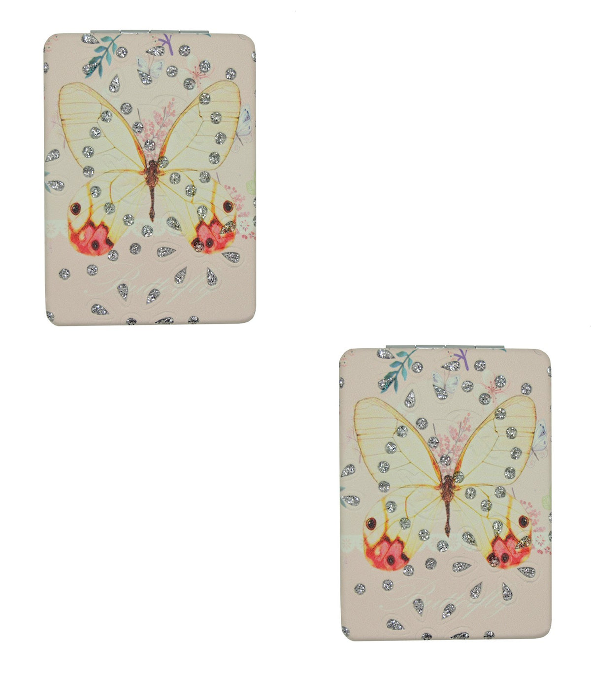 Double Compact Crystal Mirror with Rhinestones - 2 or 4 Pieces, 2.5x3.5 Inch