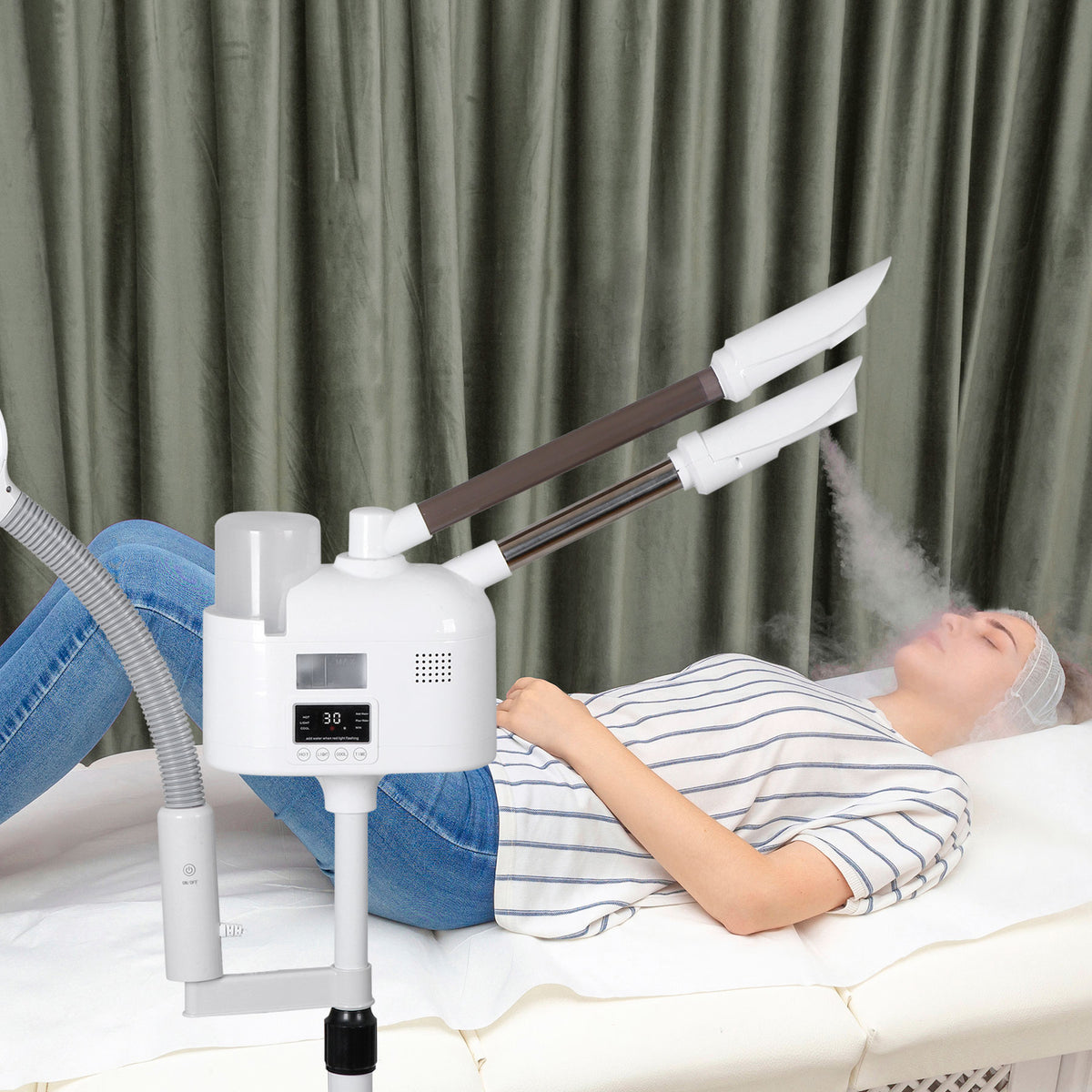 3 in 1 Facial Steamer with Hot/Cold Nozzle 5X LED Magnifying Lamp