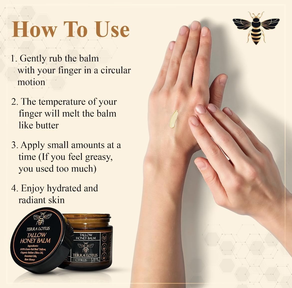 Tallow & Honey Face Balm - Organic Grass-Fed Beef