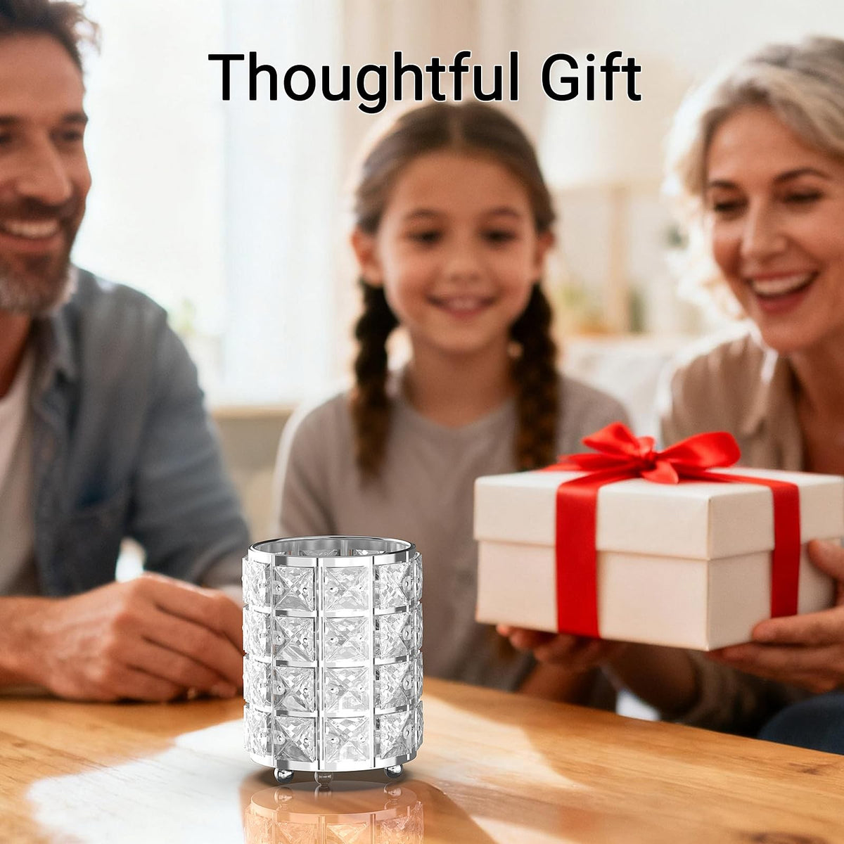 Silver Crystal Makeup Brush Holder Vanity Organizer Pen Pencils