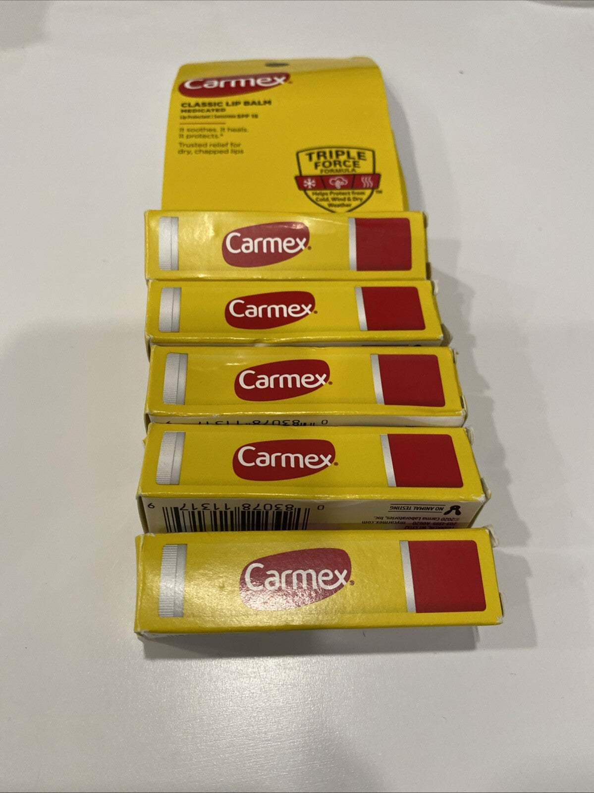 Carmex Classic Medicated Lip Balm Stick with SPF 15 - 5 Pack