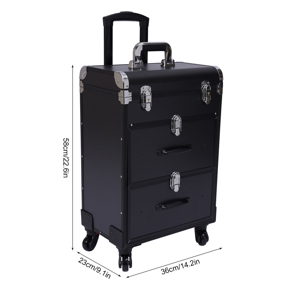 Professional Rolling Makeup Train Case with Multi-Layer Storage and Durable Aluminum Frame