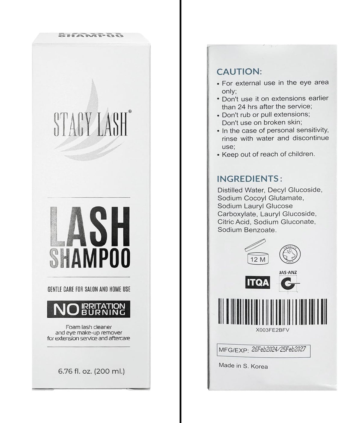 Eyelash Extension Shampoo Foaming Cleanser for Natural Lashes 200ml