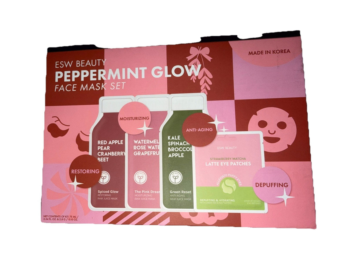 Peppermint Glow Face Mask Set with Eye Patches - Vegan, Korean Skincare