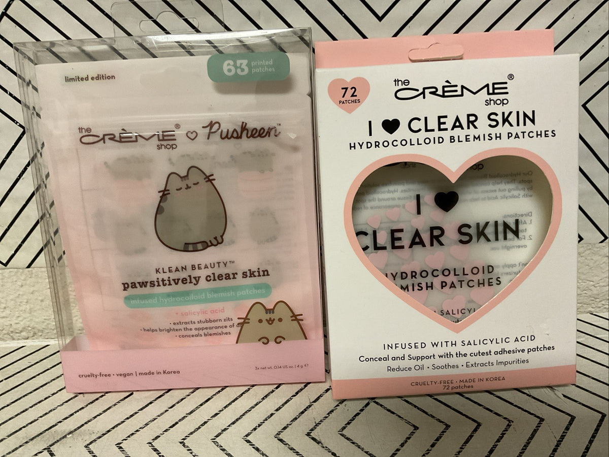 Hydrocolloid Acne Patches Set - Heart & Pusheen Design, 72 & 63 Pieces, 3 Sizes
