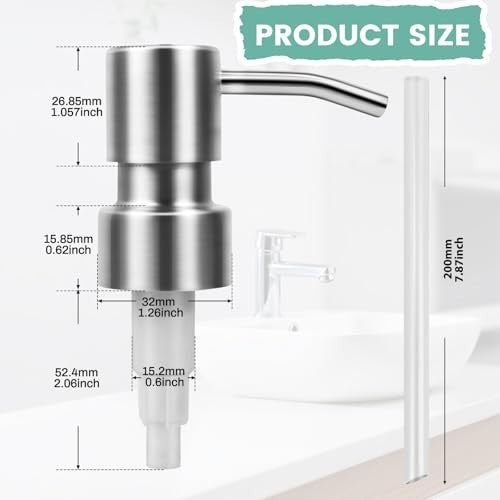 304 Stainless Steel Soap Dispenser Pump 28/400 Thread Replacement - No Leak