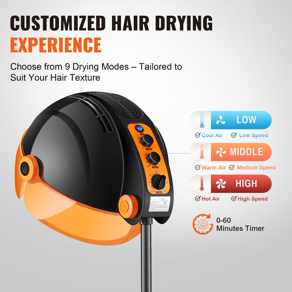 Ionic Hooded Hair Dryer 1875W Salon-Quality Hair Styling with Negative Ions