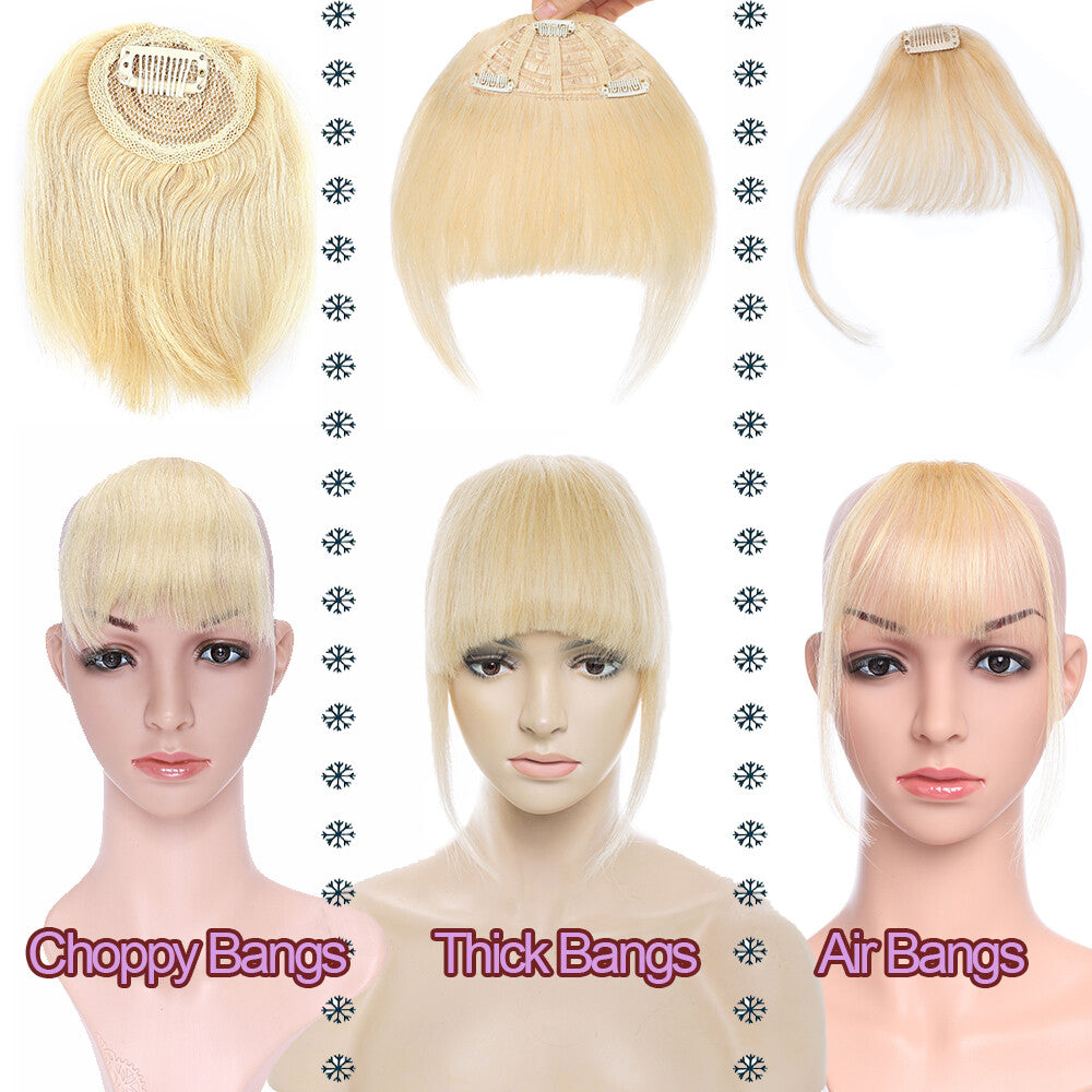 Clip-In Human Hair Bangs Extensions for Customizable Hairstyles