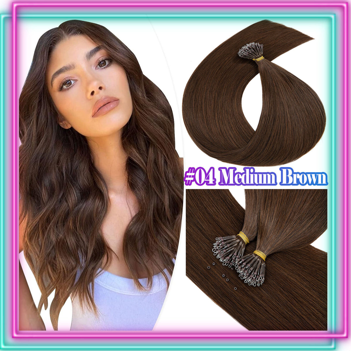 Nano Ring Hair Extensions 100% Human Remy Micro Loop Beads - Multiple Colors & Lengths