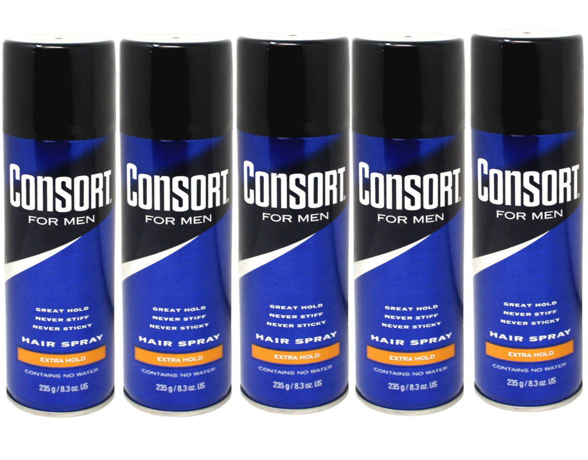 Men's Extra Hold Hair Spray Aerosol - 8.3 oz Pack of 5, Fast Drying, Natural Finish