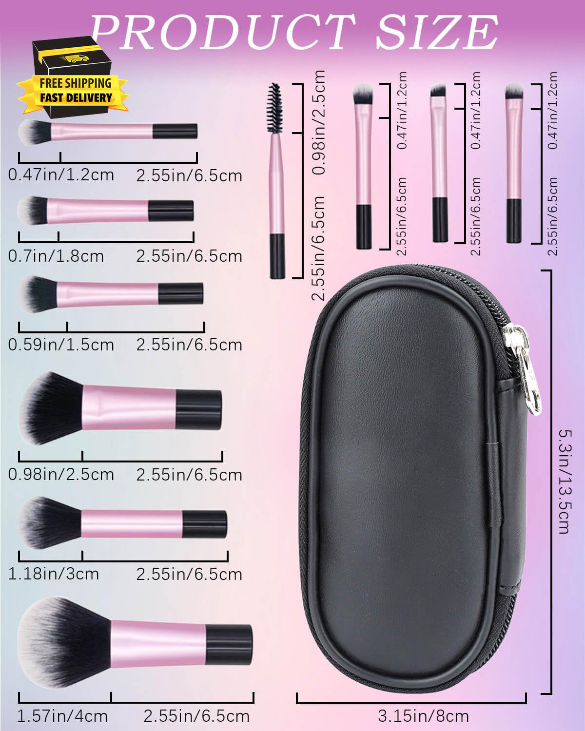 Travel Makeup Brush Set 10 Pcs Mini Makeup Brushes with Pouch