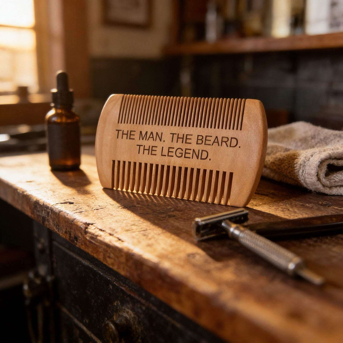 Double-Sided Anti-Static Beard Comb with Inspirational Message - Unisex Grooming Tool