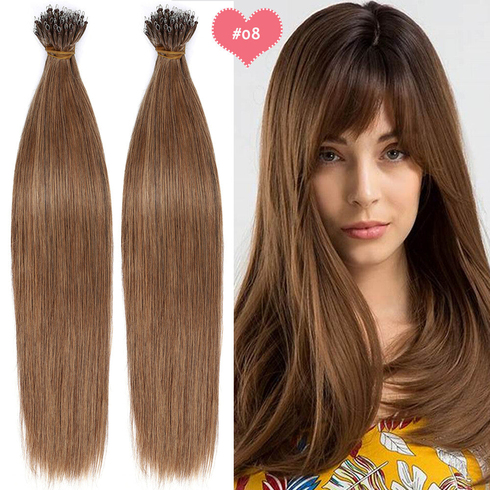 Beads Hair Extensions Nano Bean Remy Micro Loop Link I Tip - Multiple Colors & Lengths