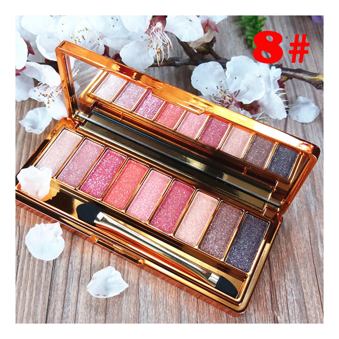 9-Color Glitter Eyeshadow Palette with Makeup Brush Set - Vibrant & Long Lasting
