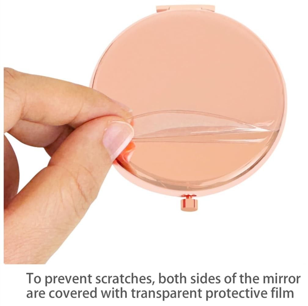 Rose Gold Compact Mirror with 1x/2x Magnification - Portable Folding 2.76 Inch Double-Sided Makeup Mirror