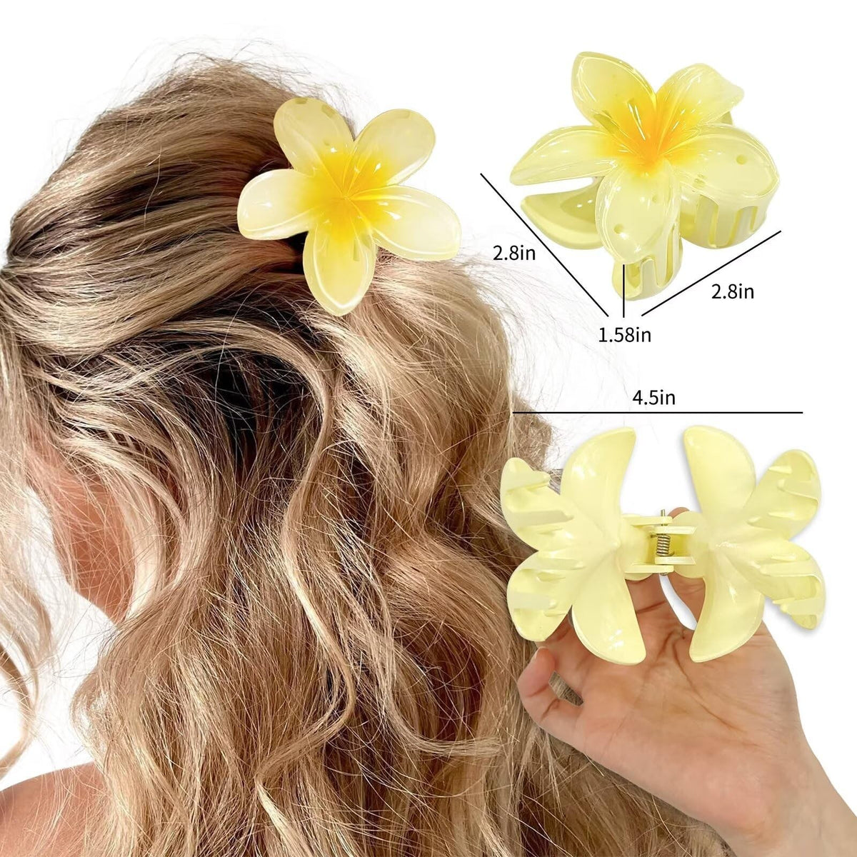 GQLV Large Nonslip Flower Hair Claws - 4PCS 4 Count (Pack of 1),