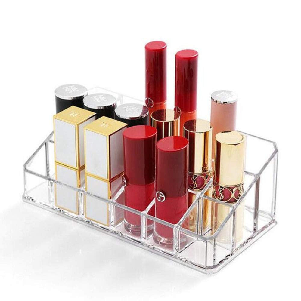 Clear Makeup Organizer with 18 Lipstick Slots - Cosmetic Storage Box