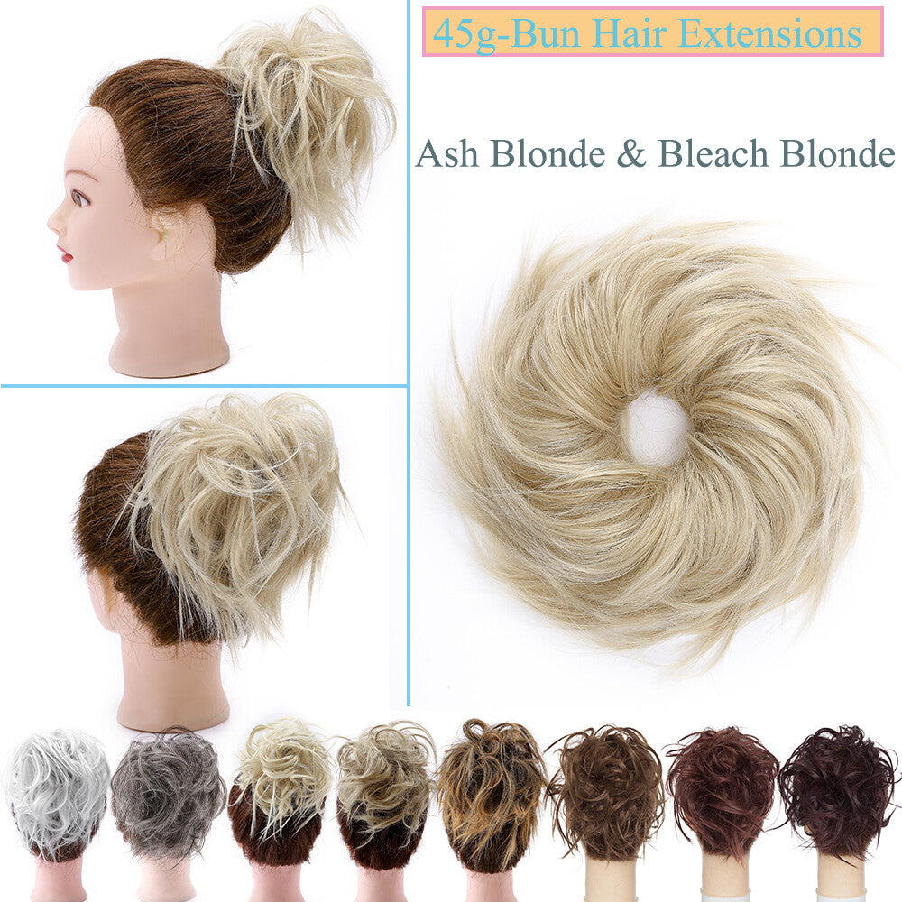 Large Messy Bun Hair Extension - Voluminous Synthetic Ponytail Wrap