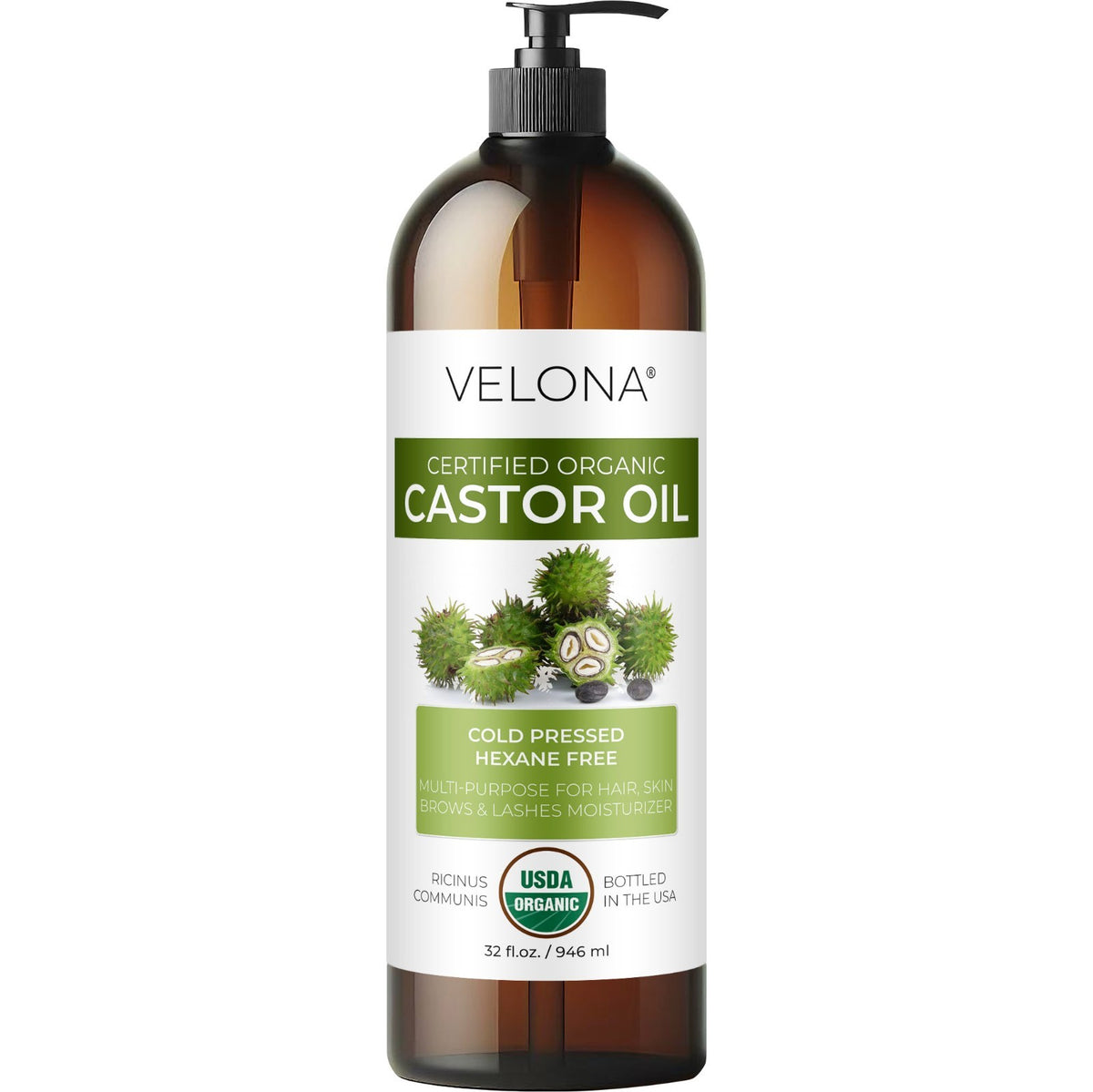 Organic Castor Oil for Hair & Skin - 2 Fl Oz to 1 Gallon, USDA Certified