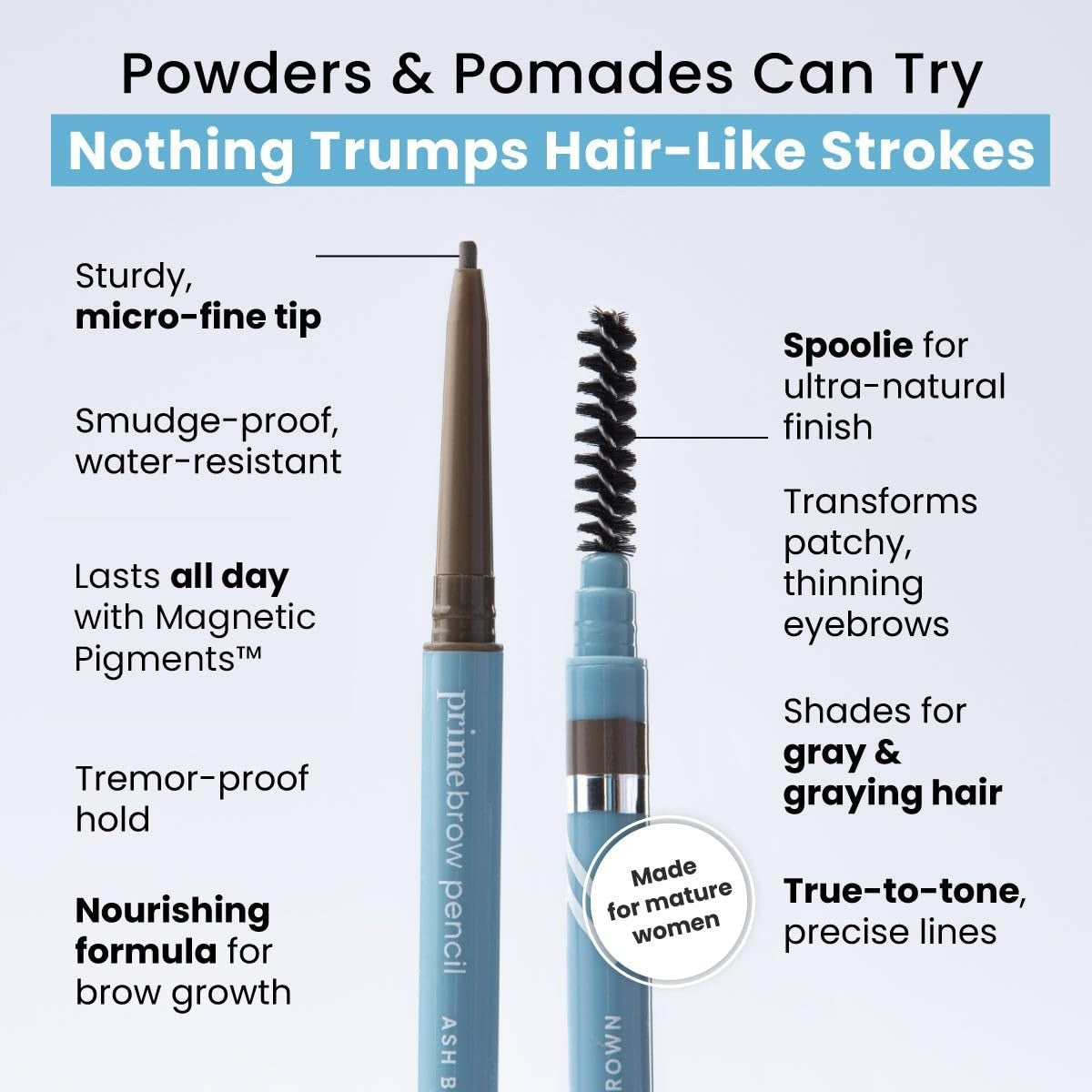 Eyebrow Pencil for Gray & Thinning Brows - Long-Lasting, Natural Finish