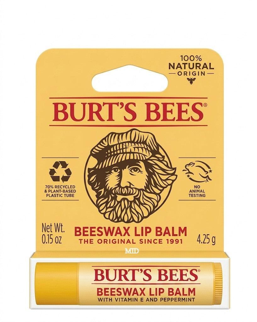Natural Beeswax Lip Balm Set - Peppermint & Vitamin E, 2 Pack