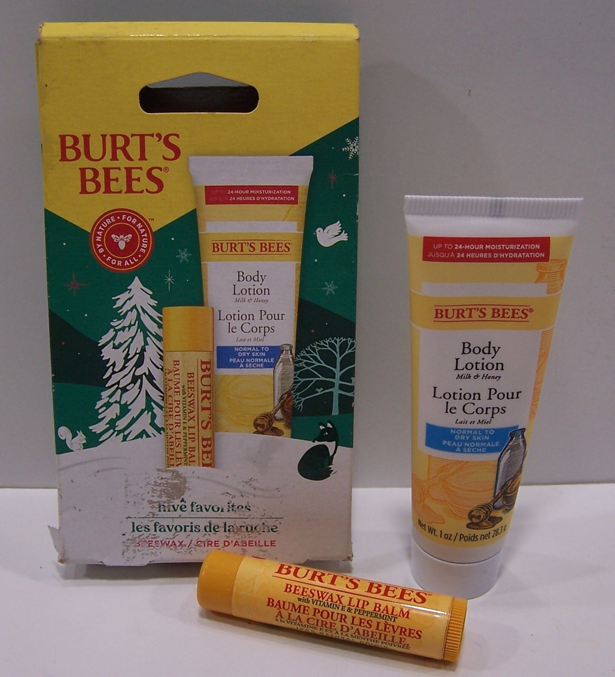 Burt's Bees Beeswax Lip Balm & Body Lotion Set - Peppermint & Milk Honey