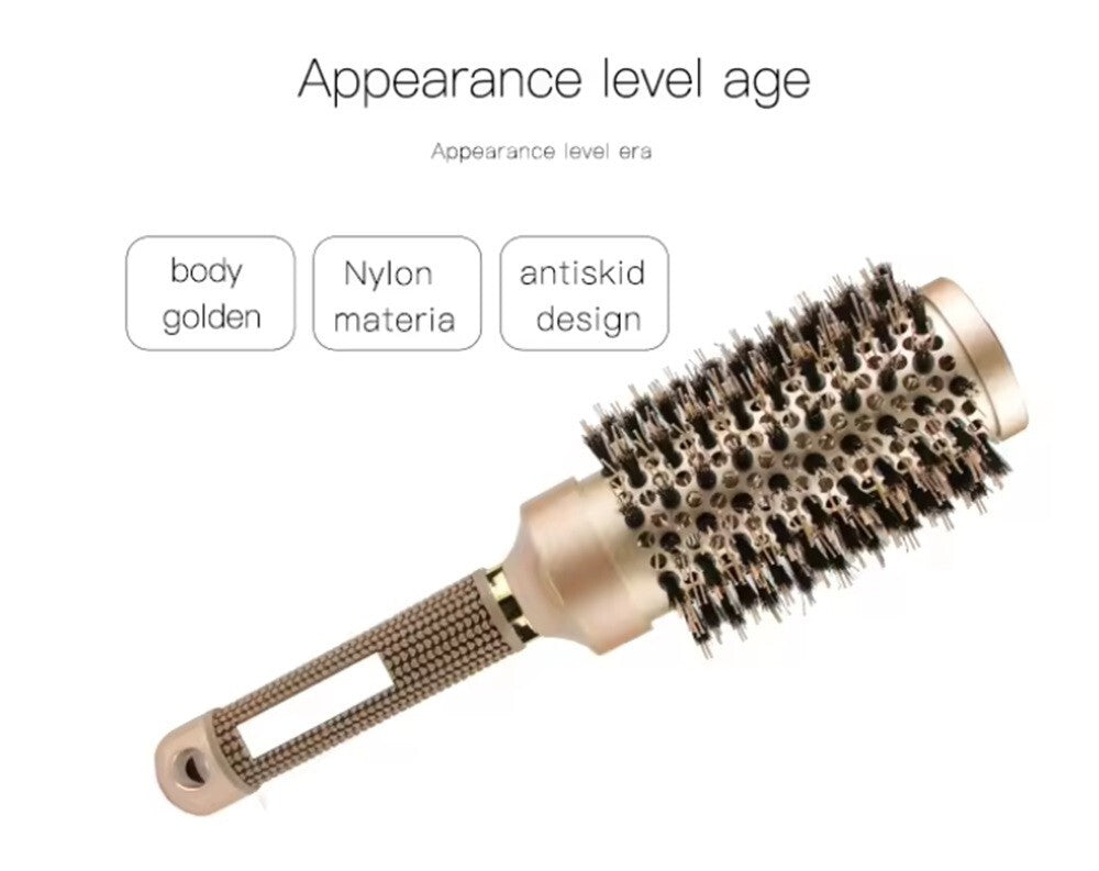 Thermal Ceramic Round Hair Brush with Ionic Boar Bristles for Blowouts