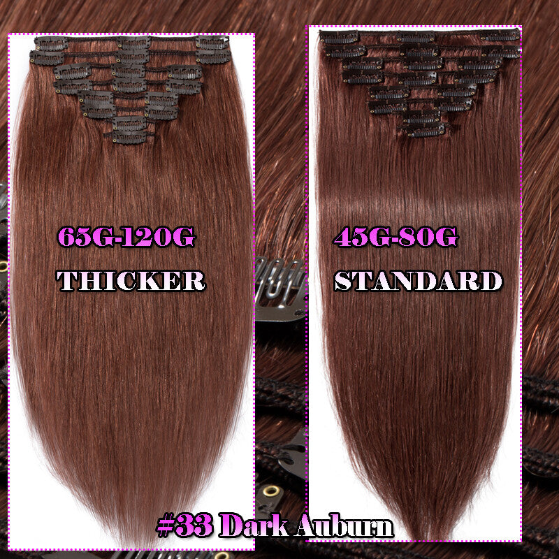8pcs Clip-In Remy Human Hair Extensions Full Head - Brown Blonde Ombre