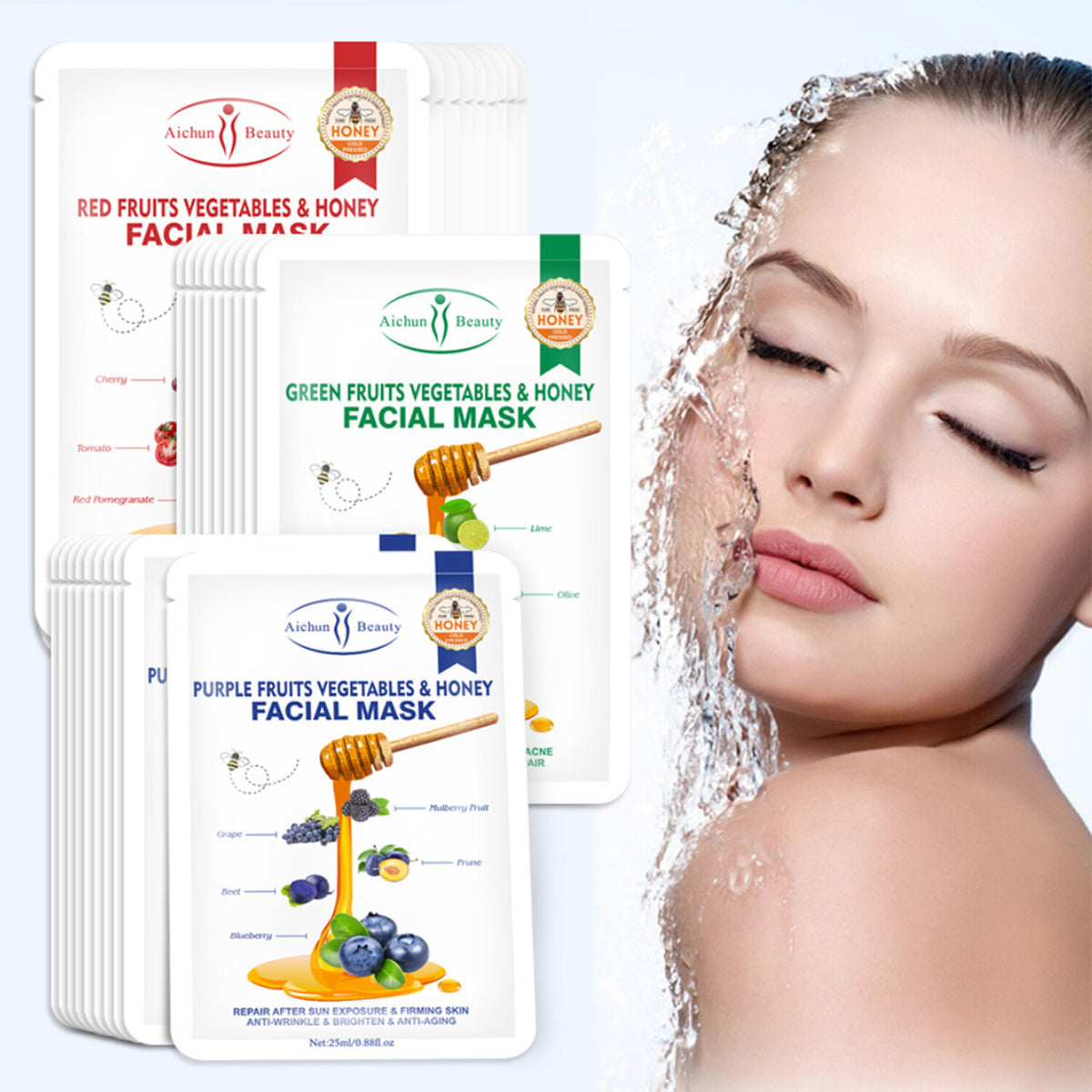Fruits & Vegetables Honey Facial Mask 25ml x 10pcs