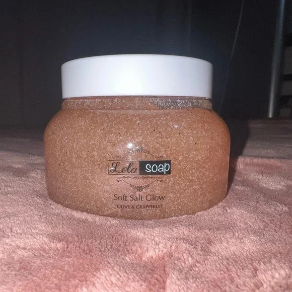 Lola Soap Soft Salt Glow Exfoliant in Olive & Grapefruit 7.05 oz New