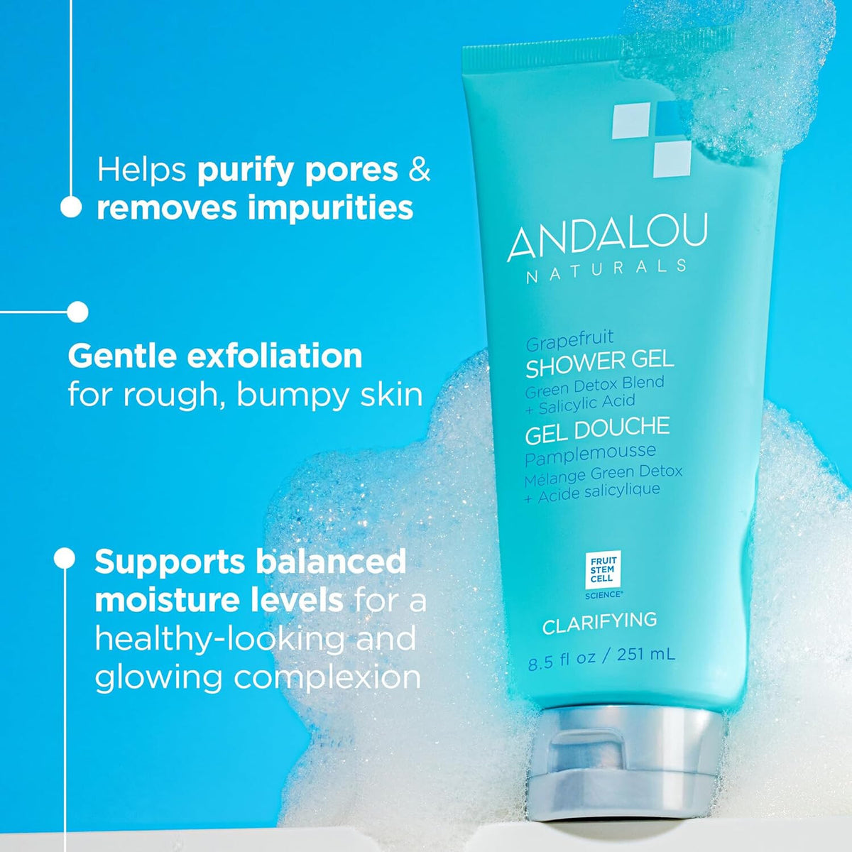 Andalou Naturals Body Wash Grapefruit Showerl,Detox&amp;Salicylic