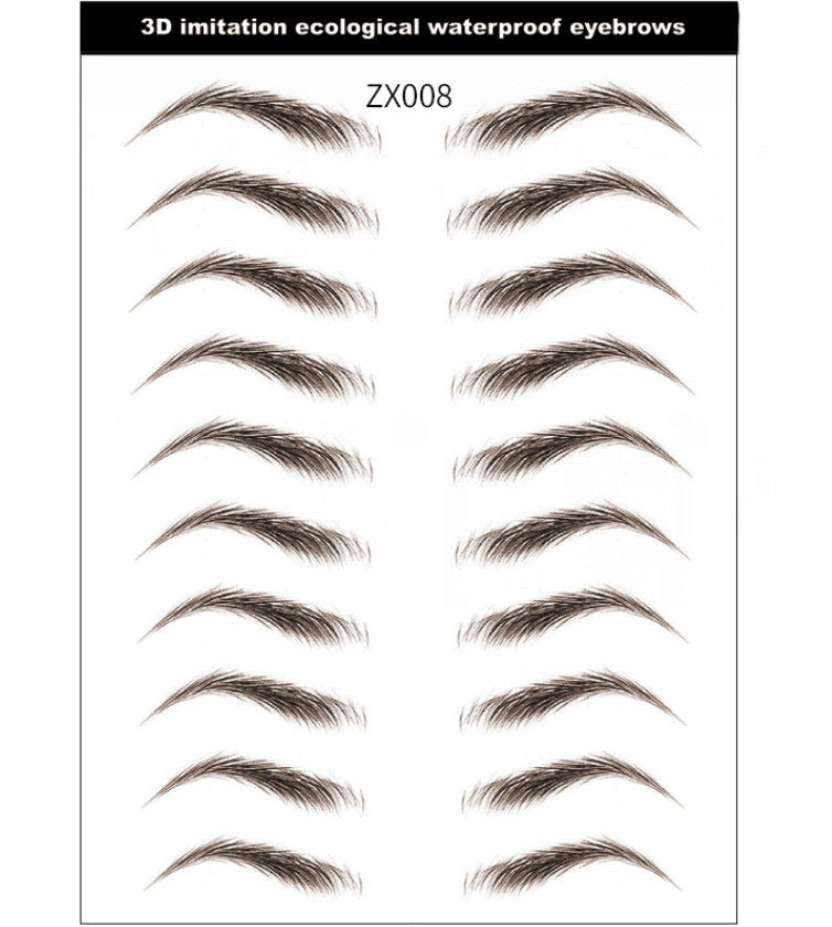 Waterproof Microblading Eyebrow Stickers - Natural Brown 10 Pairs, Fake Tattoo Makeup