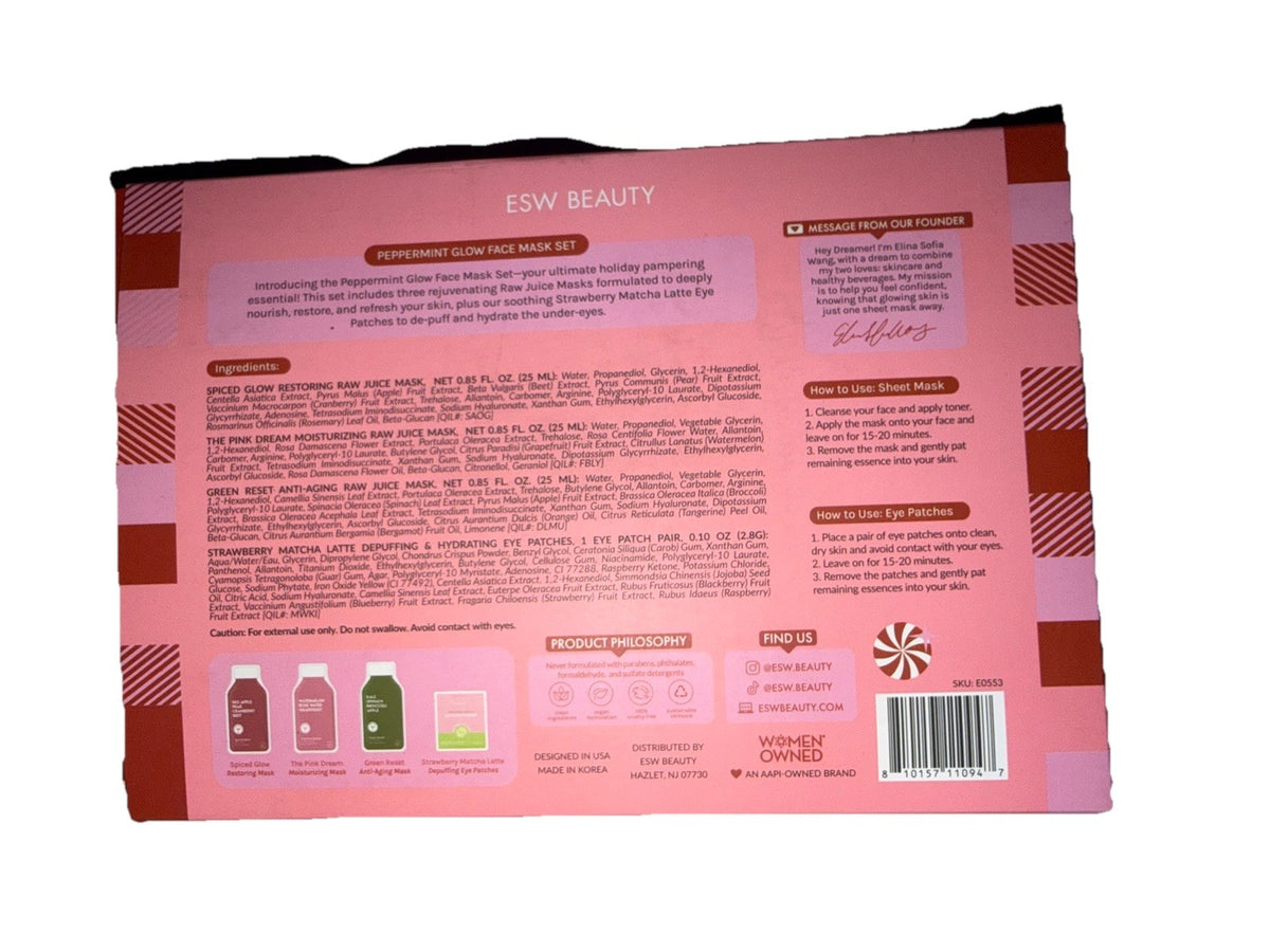Peppermint Glow Face Mask Set with Eye Patches - Vegan, Korean Skincare