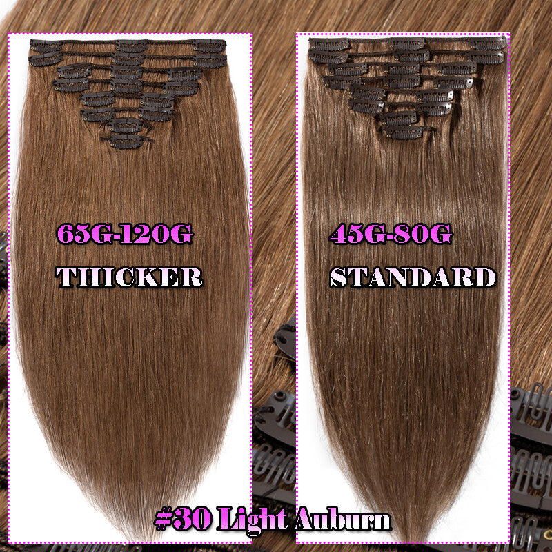 8pcs Clip-In Remy Human Hair Extensions Full Head - Brown Blonde Ombre