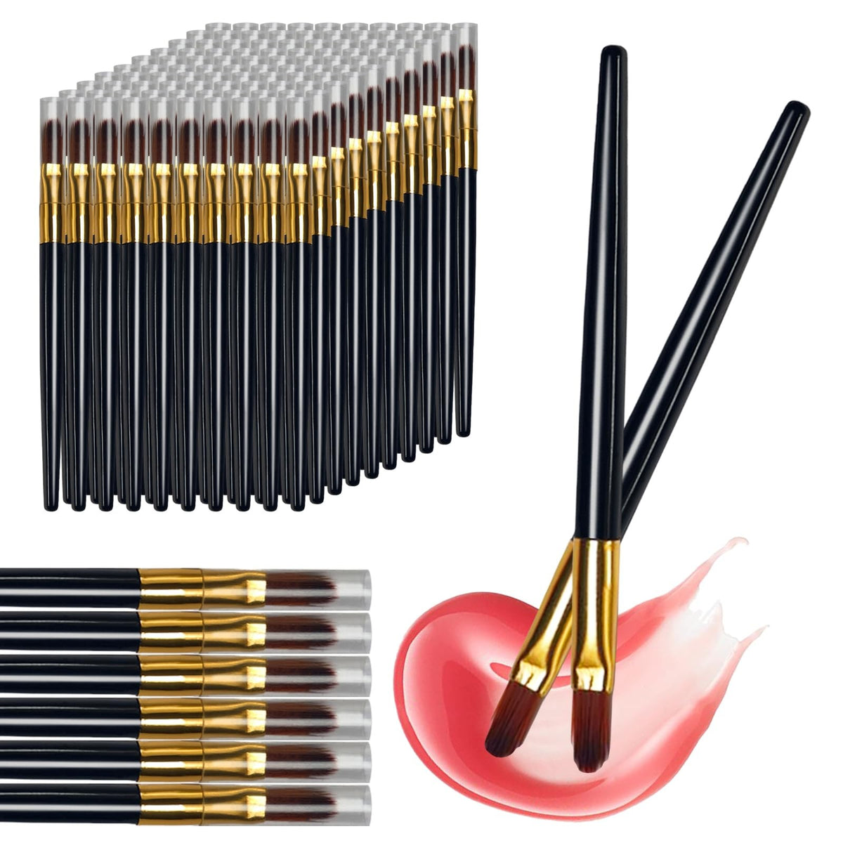 Disposable Lip Makeup Brushes Set - 100 Mini Applicators for Lip Gloss & Concealer