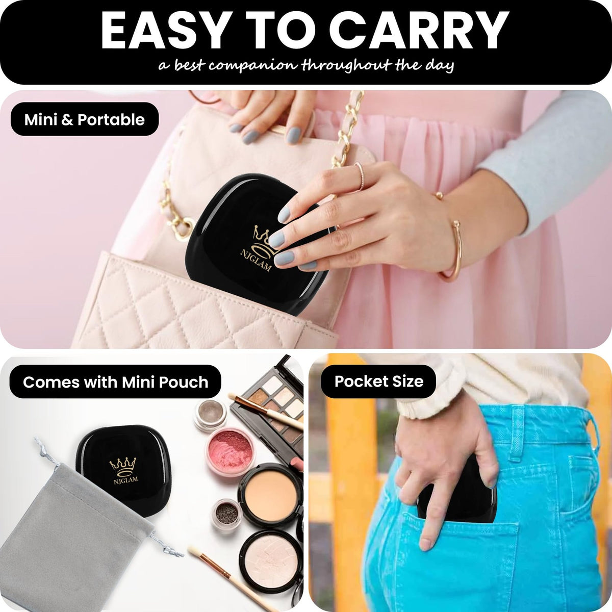 Compact LED Makeup Mirror with 1X & 10X Magnification, Auto Sensor, Travel Size