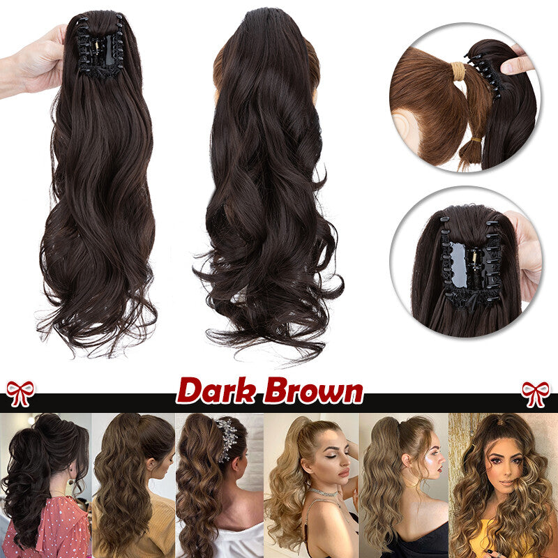 30-Inch Fluffy Ponytail Hair Extension with Claw Clip - Straight & Wave Styles